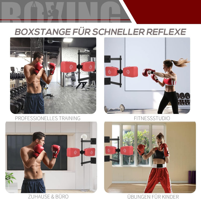 HOMCOM Schlagpolster drehbar Wandmontage Reflex Bar Punching Boxing Pad für Training Schlagkissen Ki