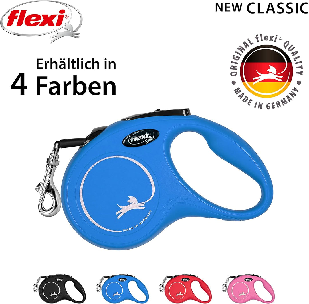 flexi® Classic S Gurt 5 m blau, Roll-Leine für Hunde bis 15 kg, S