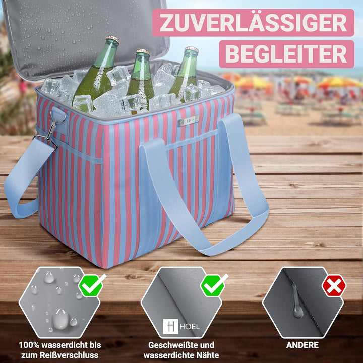 HOEL Kühltasche gross 20L &amp; 30L faltbar - Isolierte Thermotasche - Lunchtasche wasserdicht &amp; auslauf