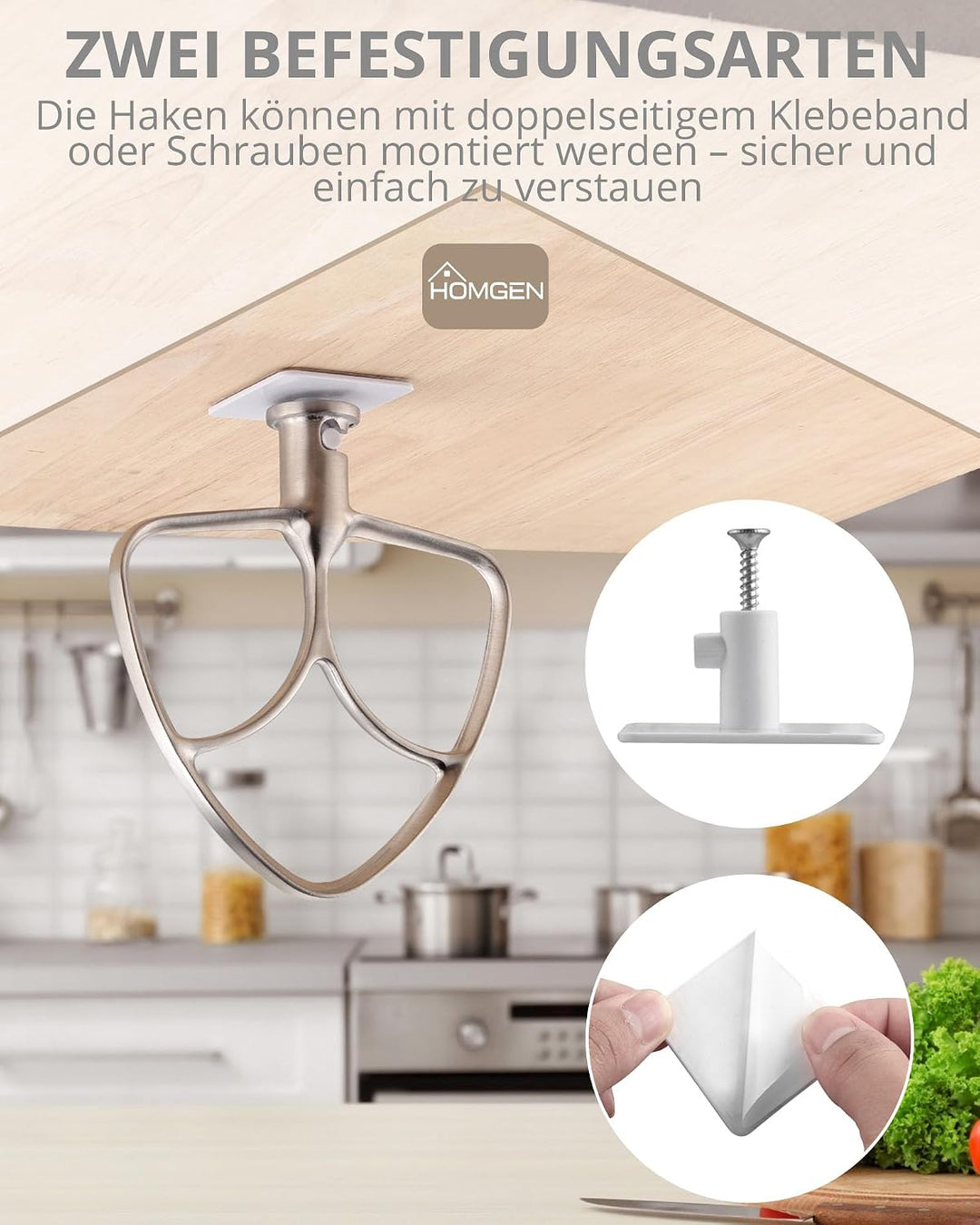 HOMGEN Flachrührer Edelstahl für Kitchenaid 4.5/5QT Flachrührer aus Edelstahl spülmaschinenfest für