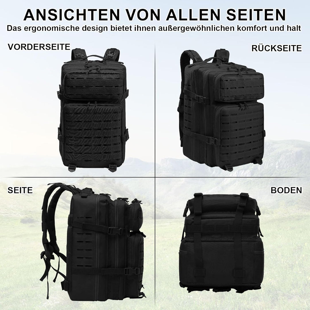 SHANNA Trekkingrucksack, Wanderrucksäcke Militärrucksack 45L Armee Rucksack MOLLE Assault Pack Takti