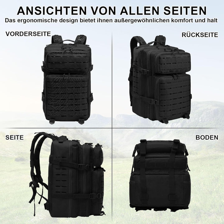 SHANNA Trekkingrucksack, Wanderrucksäcke Militärrucksack 45L Armee Rucksack MOLLE Assault Pack Takti