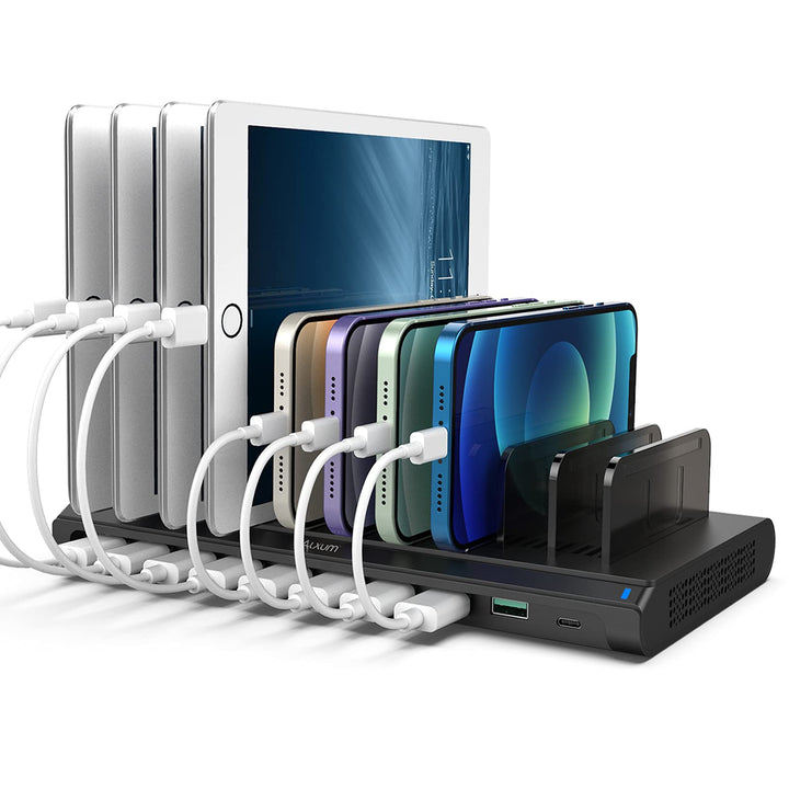 Alxum 120W USB Multi Mobile Ladestation mit QC 3.0 Schnellladung &amp; Typ C-Handy-Ladestation mit 10 An