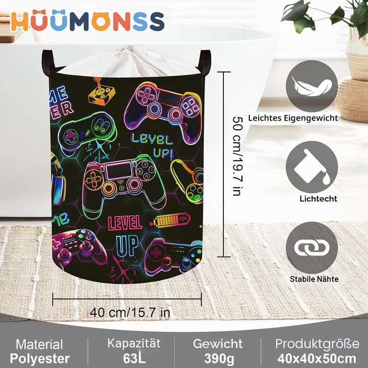 Gaming Gross Wäschekorb Spielekonsolen-Controller Stoff Aufbewahrungskorb Kleidung Spielzeug Aufbewa
