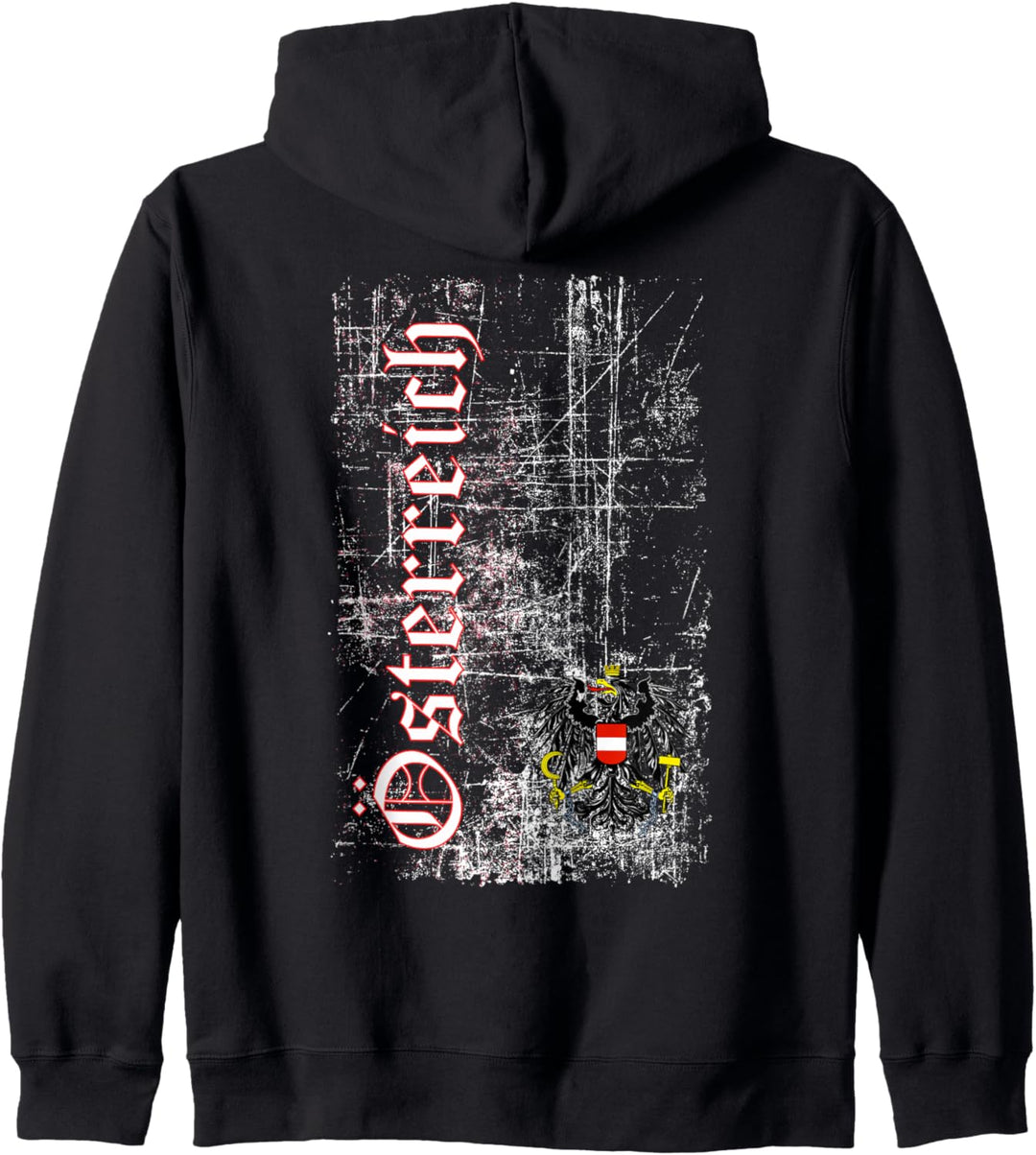 Österreich T-Shirt Retro Look Fahne Wappen & Adler Herren Kapuzenjacke