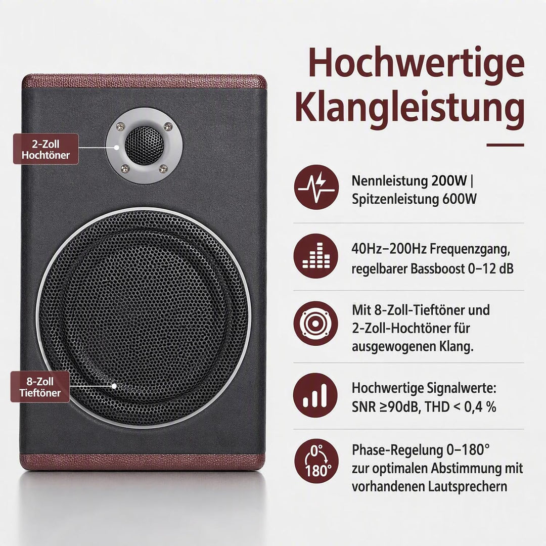 Subwoofer Flach Car Aktiv Bass Lautsprecher, Auto Ultra-Kompaktes aktives Set Unter Sitz Aktiv, mit