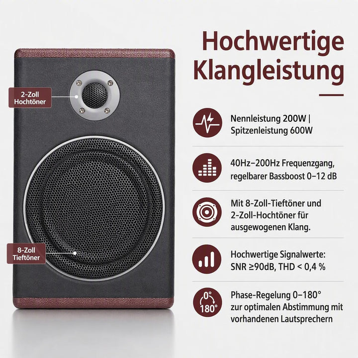 Subwoofer Flach Car Aktiv Bass Lautsprecher, Auto Ultra-Kompaktes aktives Set Unter Sitz Aktiv, mit