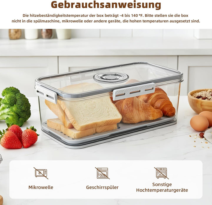 Mittimiya Kunststoff Transparent Brotkasten, Versiegelt Brotbox mit Zeitaufzeichnung, Brotaufbewahru