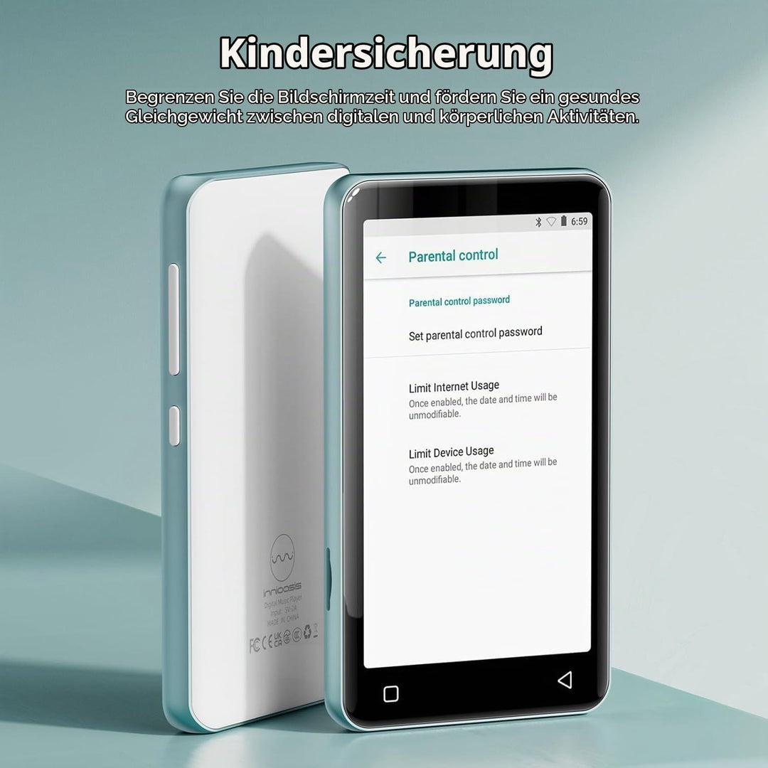 innioasis 16 GB MP3-Player mit Bluetooth und WLAN, MP3-Player, Apple Music, 4 Zoll Touchscreen, Andr