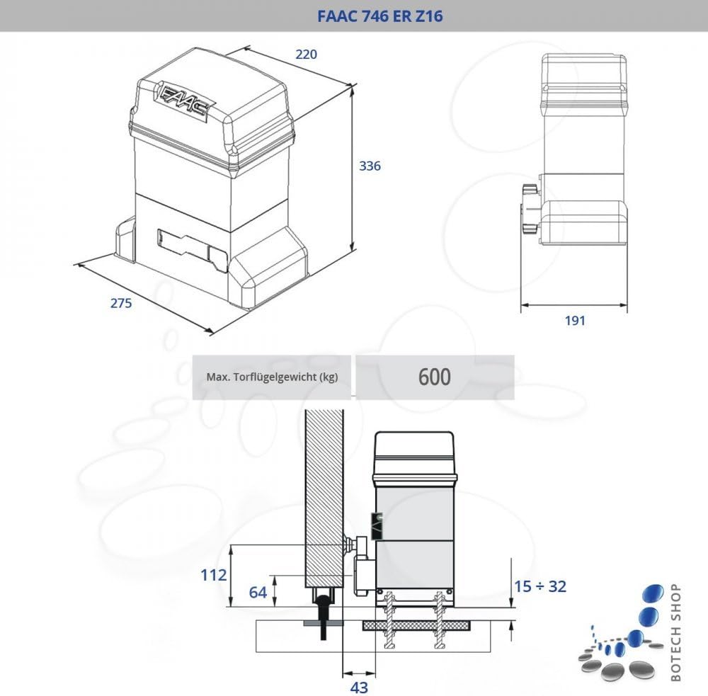 Schiebetorantrieb FAAC 746 ER Z16