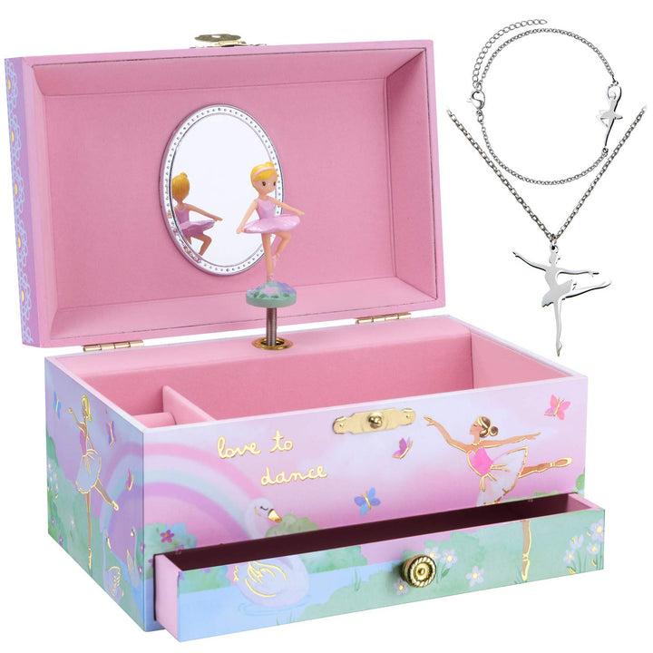 Jewelkeeper Spieluhr & Mädchenschmuck-Set -Geschenk für Mädchen, Farbe & Grösse nach Wahl, Schmuckkä