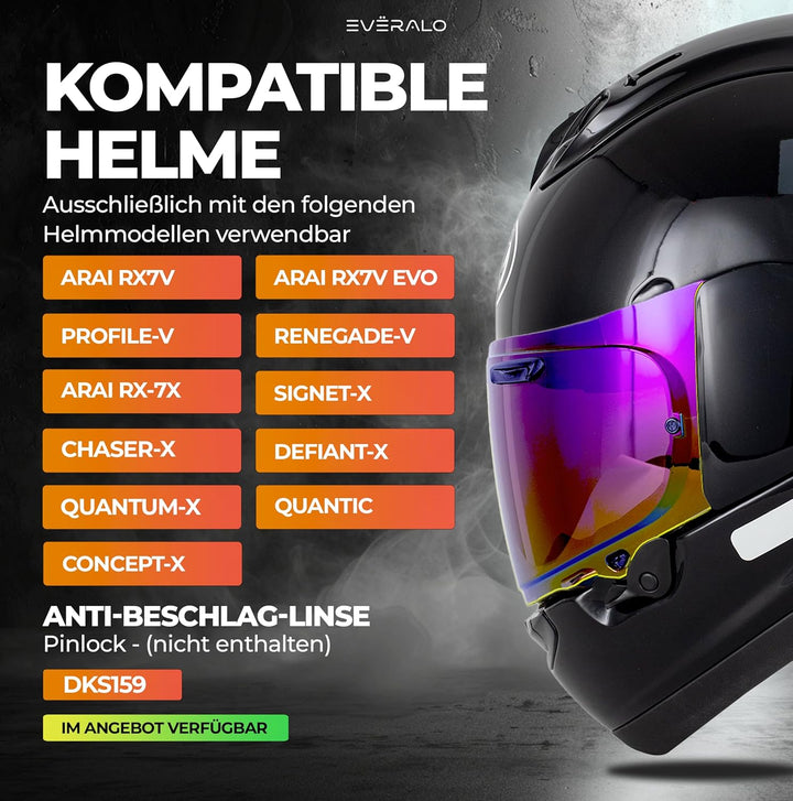 Everalo Kompatibel mit Arai Rx7v Visier - Vas v - Chaser X - Rx7x - Quantum X - Signet X - Defiant X