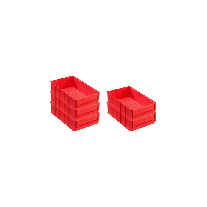 SparSet 5x Rote Industriebox 300 B | HxBxT 8,1x18,3x30cm | 3,4 Liter | Sichtlagerkasten, Sortimentsk