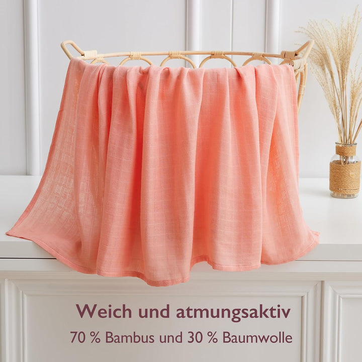 Momcozy Baby Pucktuch, Mulltuch 120 x 120cm 4er Set, Mullwindeln aus Baumwolle und Bambus, Bio-Baumw