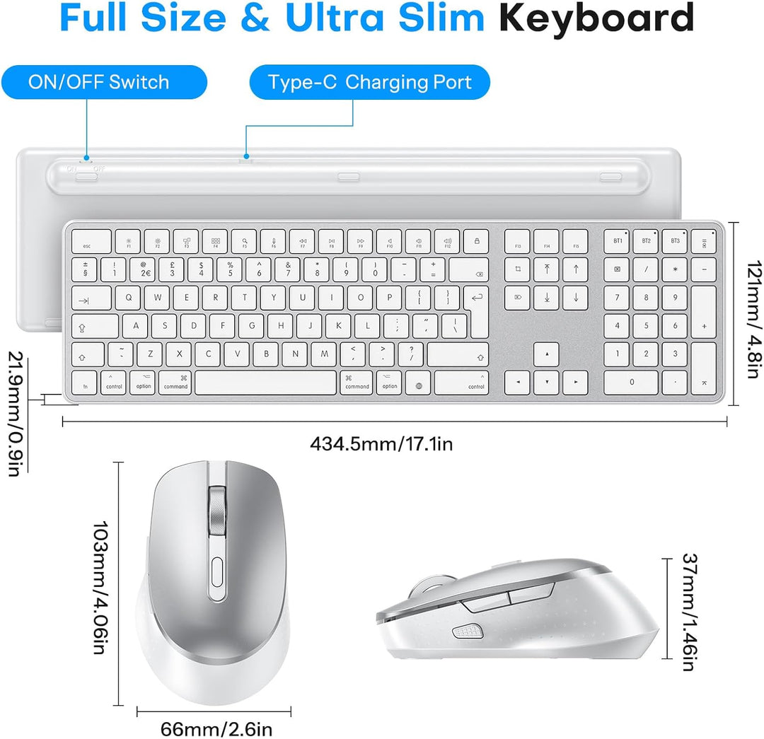 OMOTON Kabellose Bluetooth-Tastatur und Maus für Mac (MacBook Air/MacBook Pro/iMac/iMac Pro), wieder