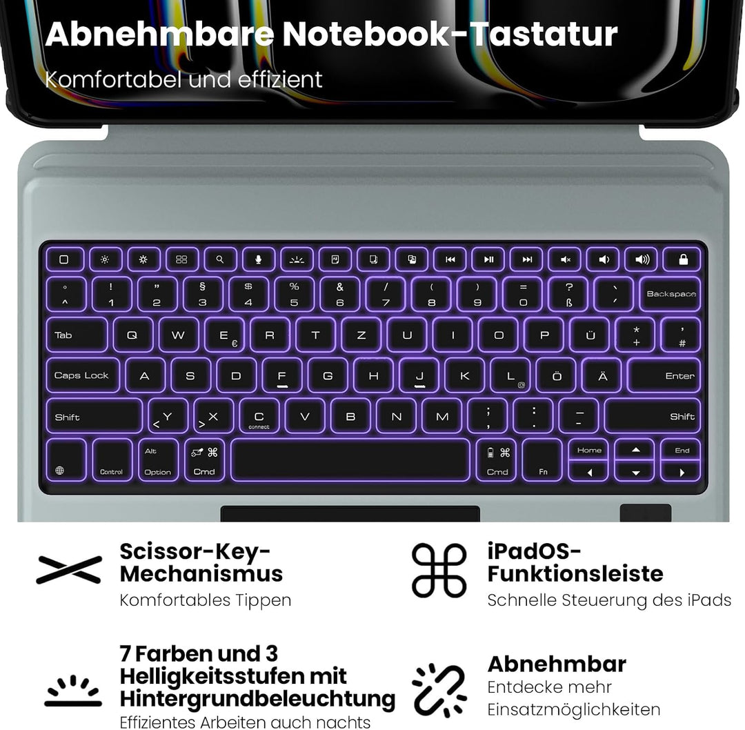 Nillkin iPad Pro 13 Zoll (M5/M4, 2025/2024) Hülle mit Tastatur, Robuste Tastaturhülle mit Kamerabede