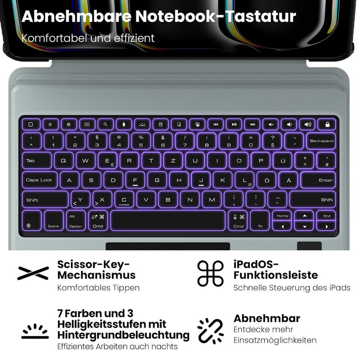 Nillkin iPad Pro 13 Zoll (M5/M4, 2025/2024) Hülle mit Tastatur, Robuste Tastaturhülle mit Kamerabede