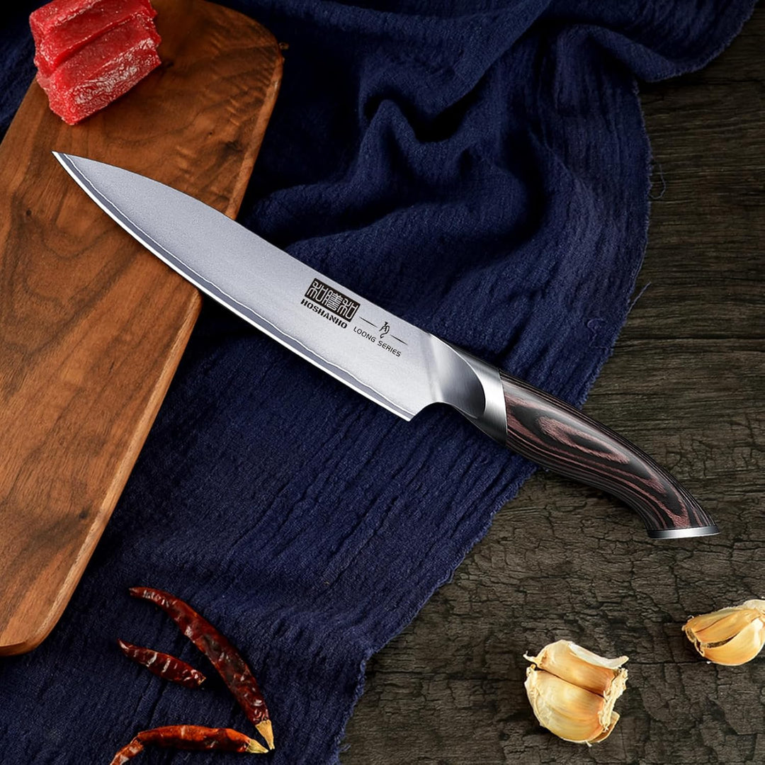 HOSHANHO Kochmesser, Küchenmesser 15cm Gebrauchsmesser aus hochwertigem deutschem Kohlenstoff-Edelst