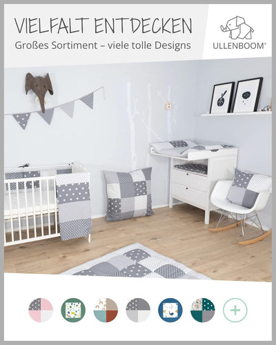 ULLENBOOM ® Babynest Set mit Einlage, Kuschelnest (55x95 cm) Graue Sterne (Made in EU) - Baby Nestch