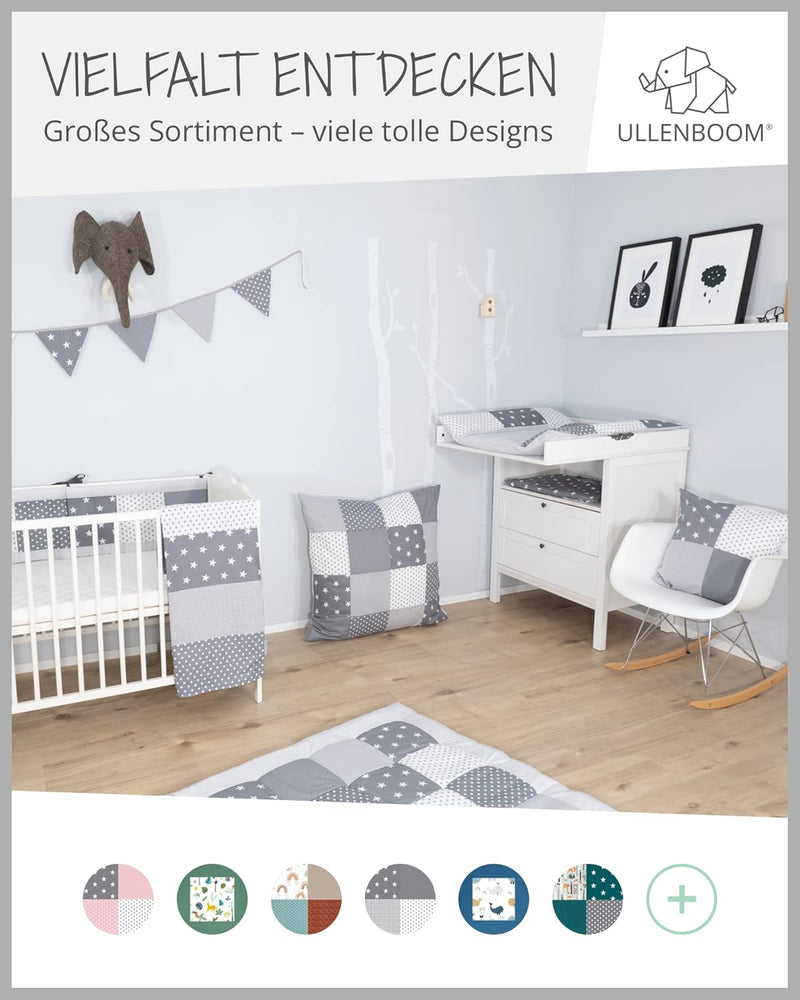 ULLENBOOM ® Babynest Set mit Einlage, Kuschelnest (55x95 cm) Graue Sterne (Made in EU) - Baby Nestch