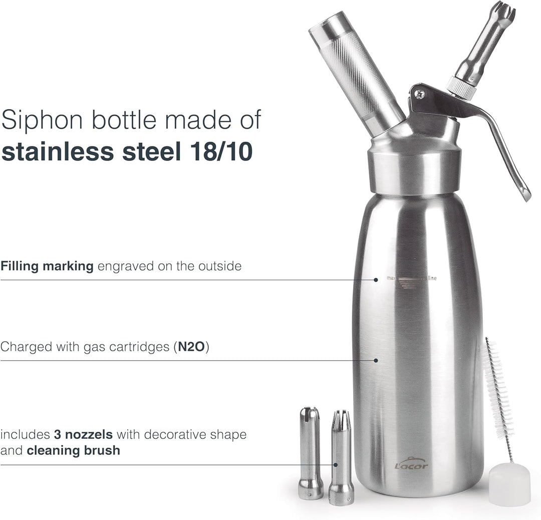Lacor - 68300 - Siphon, Epikureischer Siphon, Robust & Langlebig, Edelstahl 18/10, Heiss- und Kaltsc