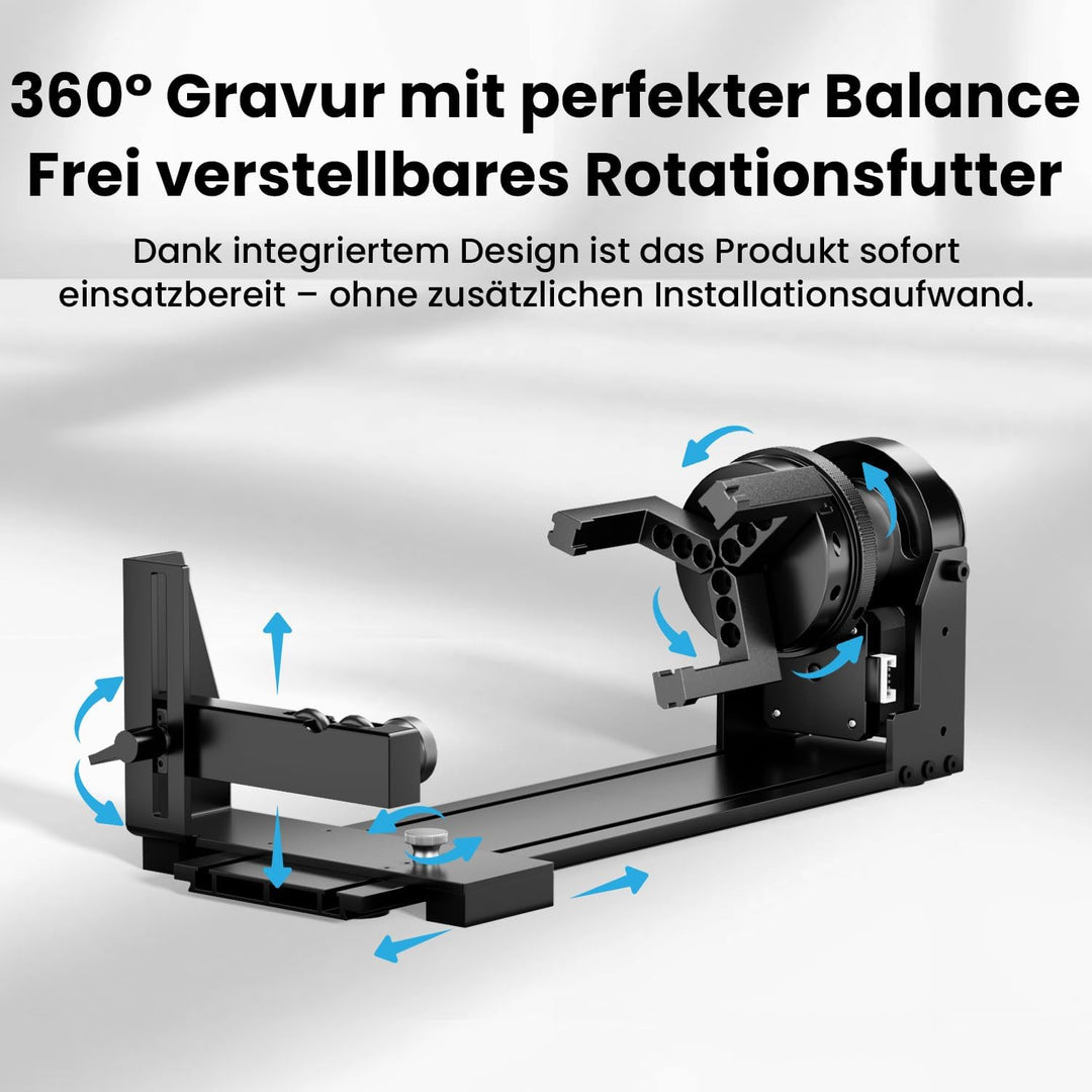 Longer Drehachse Rotary Modul (Spannfutter) für Rahmen-Lasergravierer – kompatibel mit Ray5, B1 Seri