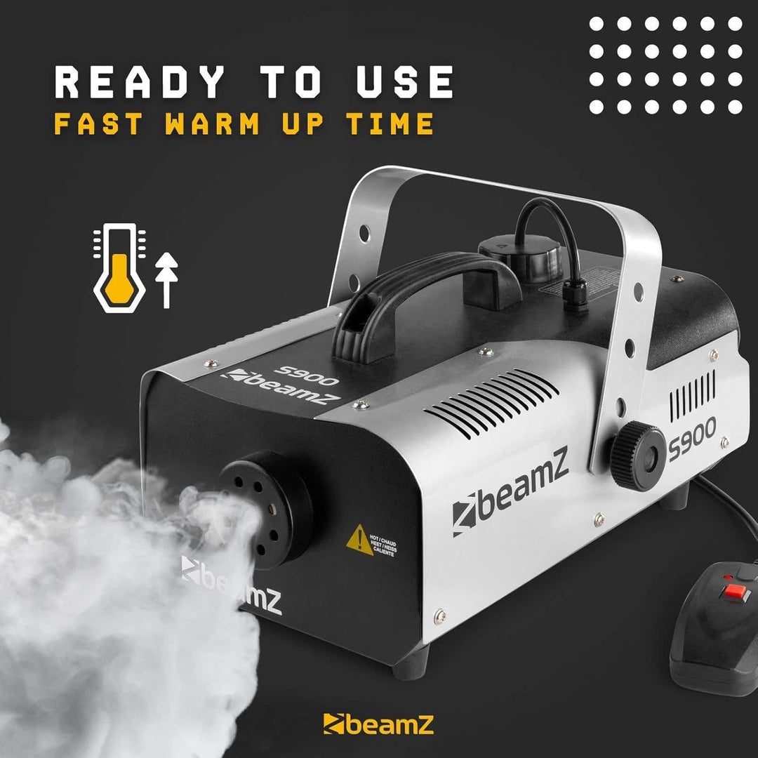 BeamZ S900 Nebelmaschine 900 Watt, Fogger, Party Rauchmaschine, Fog Machine, Kabelfernbedienung, 2,5