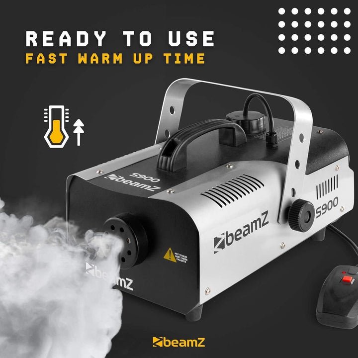 BeamZ S900 Nebelmaschine 900 Watt, Fogger, Party Rauchmaschine, Fog Machine, Kabelfernbedienung, 2,5