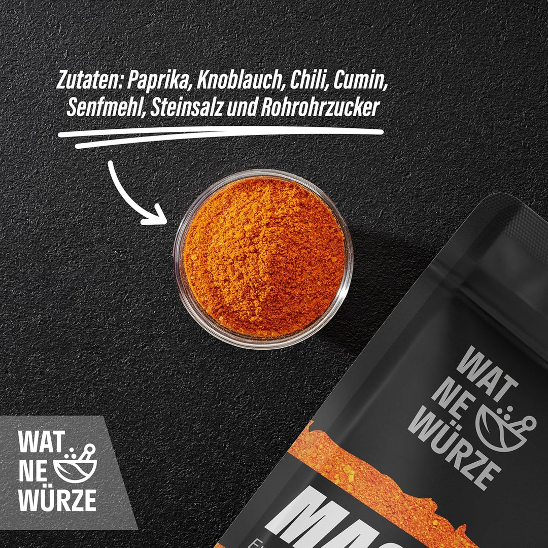 WAT NE WÜRZE Magic Dust Rub 750 g | BBQ-Rub Gewürz für Rippchen, Pulled Pork & Brisket | Grill Gewür