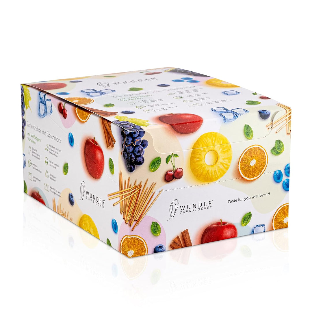 DISPLAY - 24 ERFRISCHENDE PACKUNGEN 'STARTERDISPLAY' - ZAHNSTOCHER MIT GESCHMACK - TASTY TOOTHPICKS