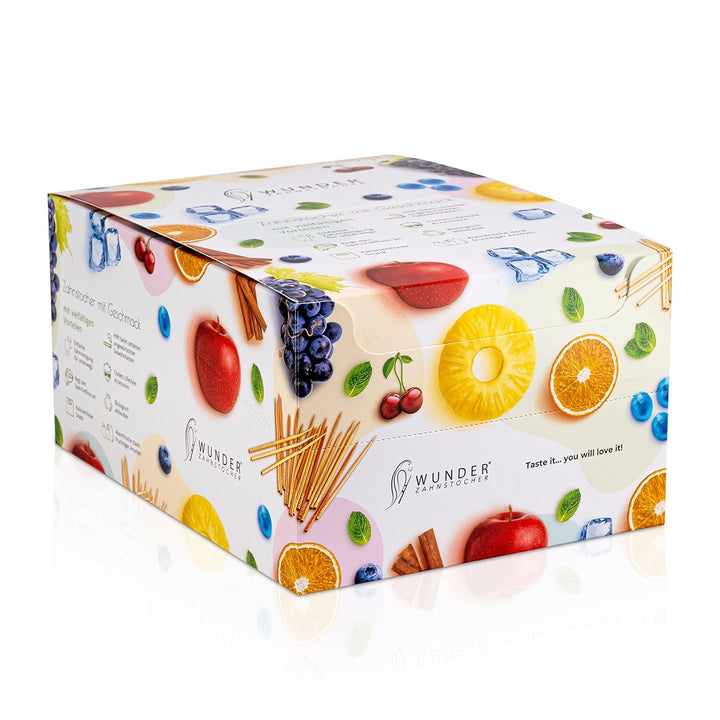 DISPLAY - 24 ERFRISCHENDE PACKUNGEN 'STARTERDISPLAY' - ZAHNSTOCHER MIT GESCHMACK - TASTY TOOTHPICKS