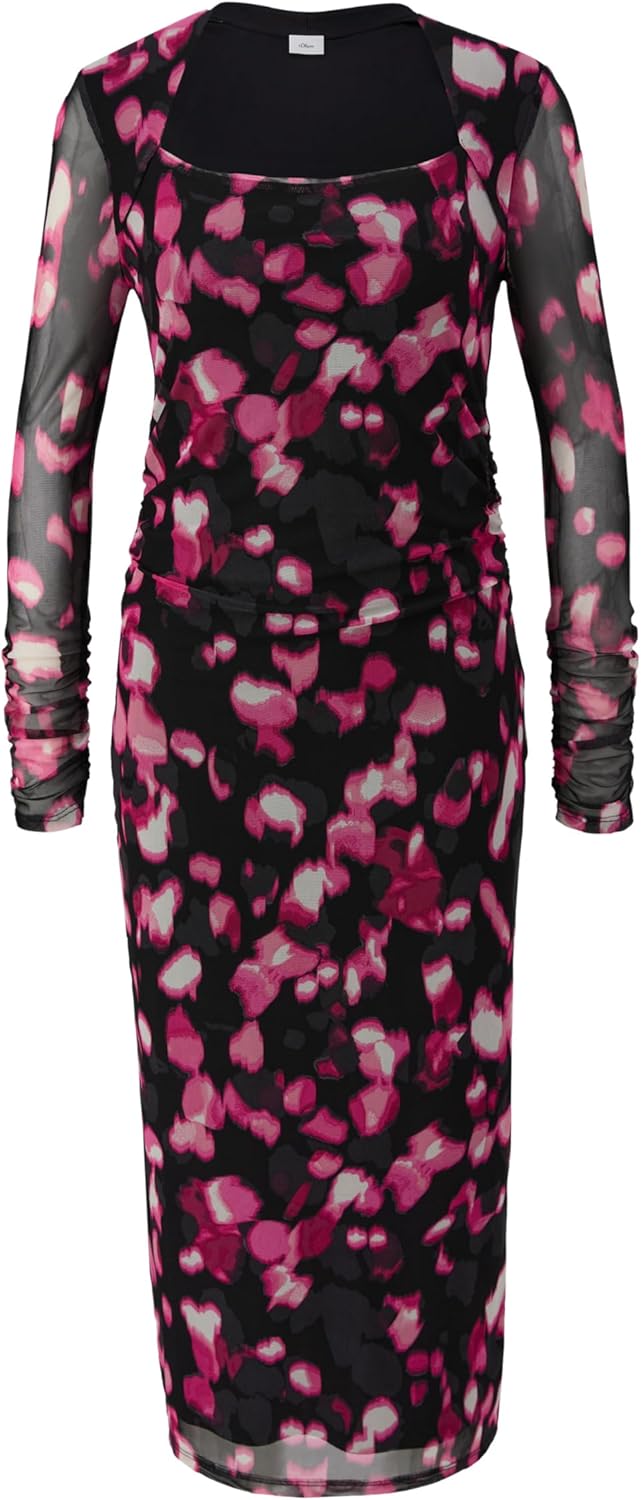 s.Oliver Mesh-Kleid mit Raffung 32 99a3_schwarz, 32 99a3_schwarz