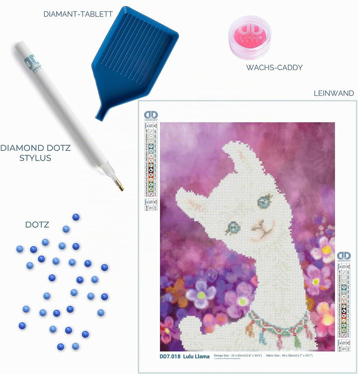 DIAMOND DOTZ DD7.018 - Original 5D Diamond Painting Set Lama Lulu, Kreativset mit 6.119 Diamant Mosa
