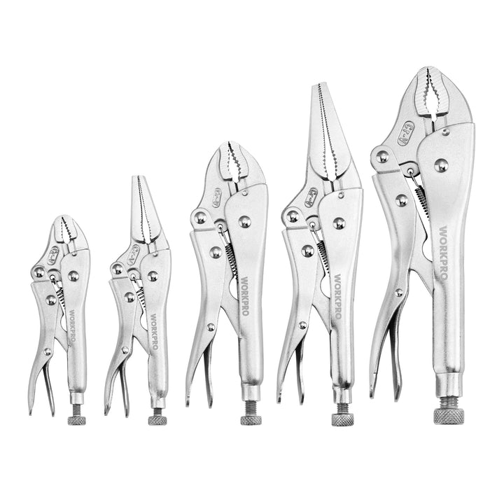 WORKPRO 5-tlg. Gripzangen Set (gebogene Backe Zange 254/178/127mm, Langbeck-Gripzange 229/165mm) Cr-