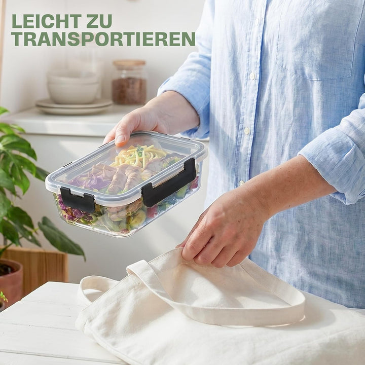 Lemontree Vorratsdosen mit Deckel Luftdicht - Meal Prep Boxen Glas - Mikrowellengeeignet, Spülmaschi