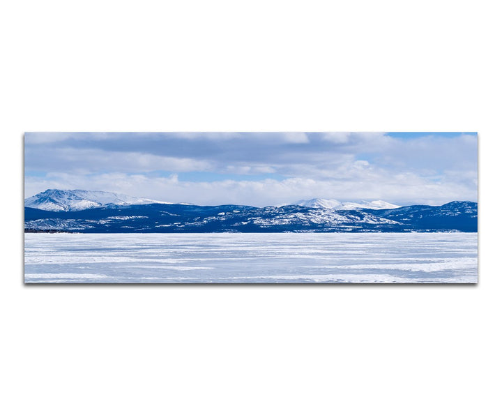 Paul Sinus Art Panoramabild auf Leinwand und Keilrahmen 150x50cm Kanada Berge See Eisschicht Schnee