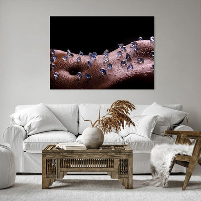 Bilder auf Leinwand 100x70cm Leinwandbild Frau Körper Kristalle Wassertropfen Gross Wanddeko Bild Sc