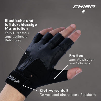 Chiba Classic Fitness Handschuhe | Elastische Passform & Robustes Clarinoleder | Anatomische Innenha