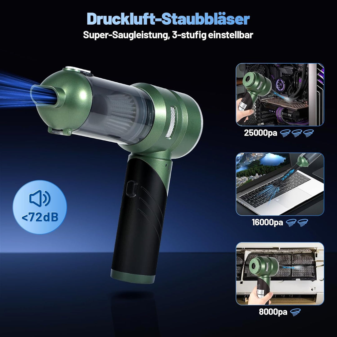 HANSILK Handstaubsauger Akku Kabellos 4 in 1 25000PA Mini Staubsauger Faltbarer Auto Staubsauger Sta