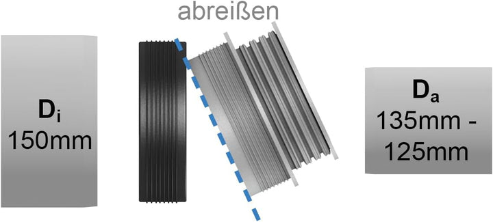 Crassus Kombiadapter CKA, TPE, 1 Stück, 150-125 / 110 mm, CRA10107 150|125 mm auf 125/110 mm, 150|12
