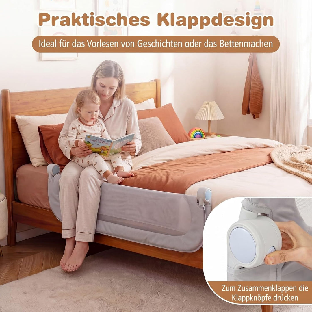 COSTWAY Bettgitter klappbar, 120 x 60 cm Bettschutzgitter mit abnehmbarem Oxford-Bezug, U-förmigem G