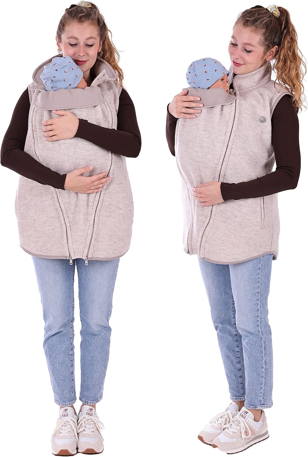 Viva la Mama - Trageweste aus Wollwalk Umstandsweste Wollweste zum Babytragen - PEVE M ecru, M ecru