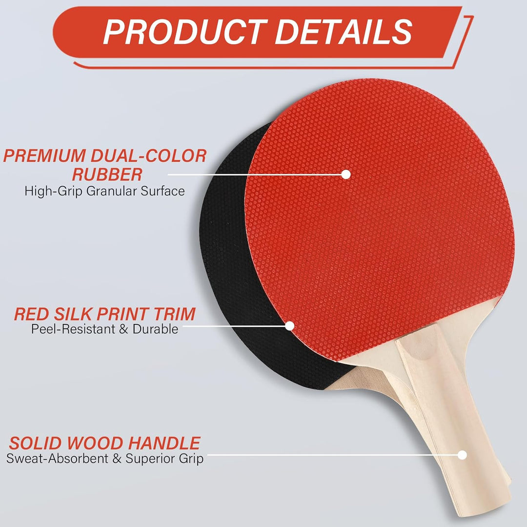 Tischtennisschläger Set, Tischtennis Set mit Netz, 2 Tischtennisschläger + Ausziehbares Mobiles Tisc