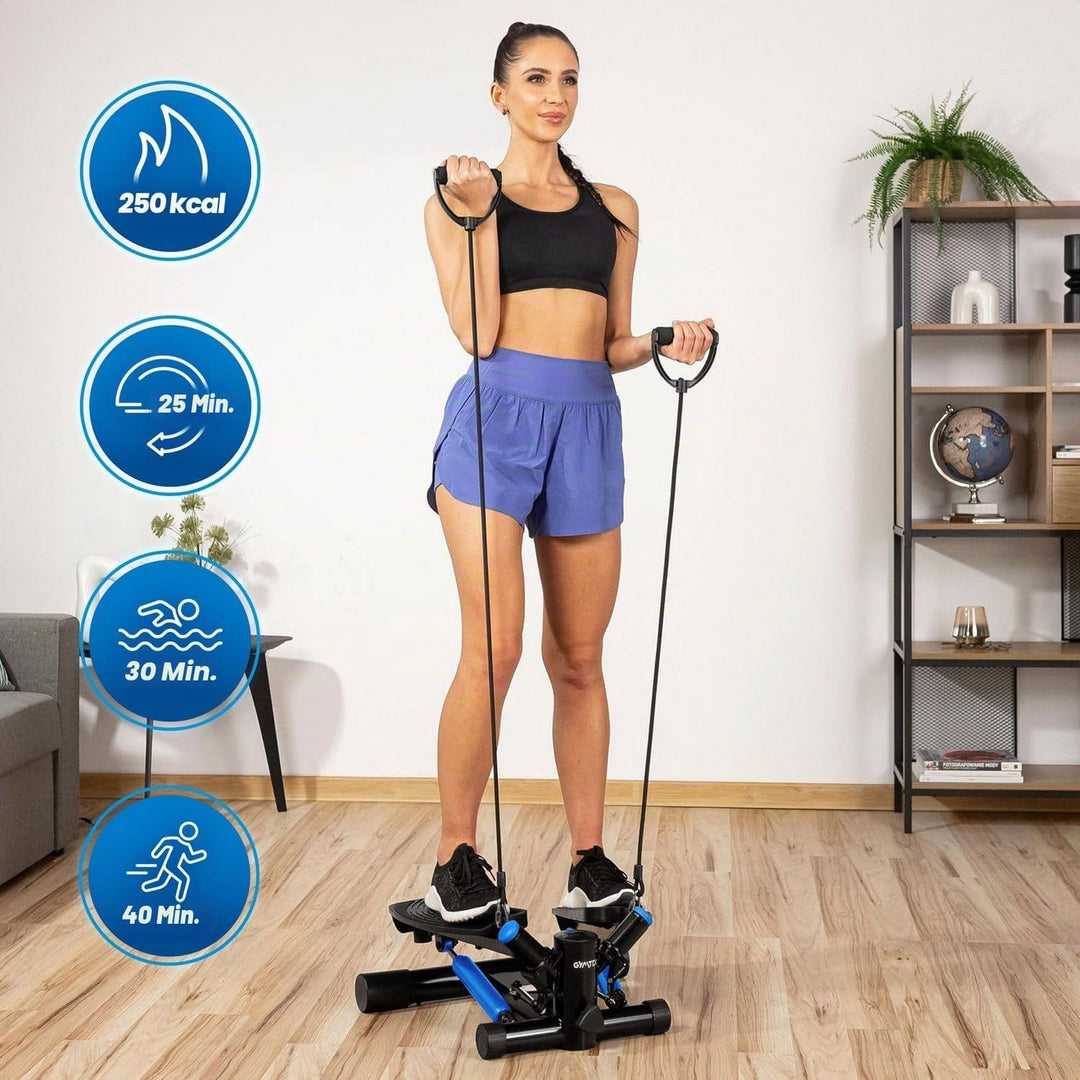 Gymtek XST500 Stepper, Drehstepper inkl. Expanderbänder - Twist Mini Stepper mit LCD, Schrittzähler