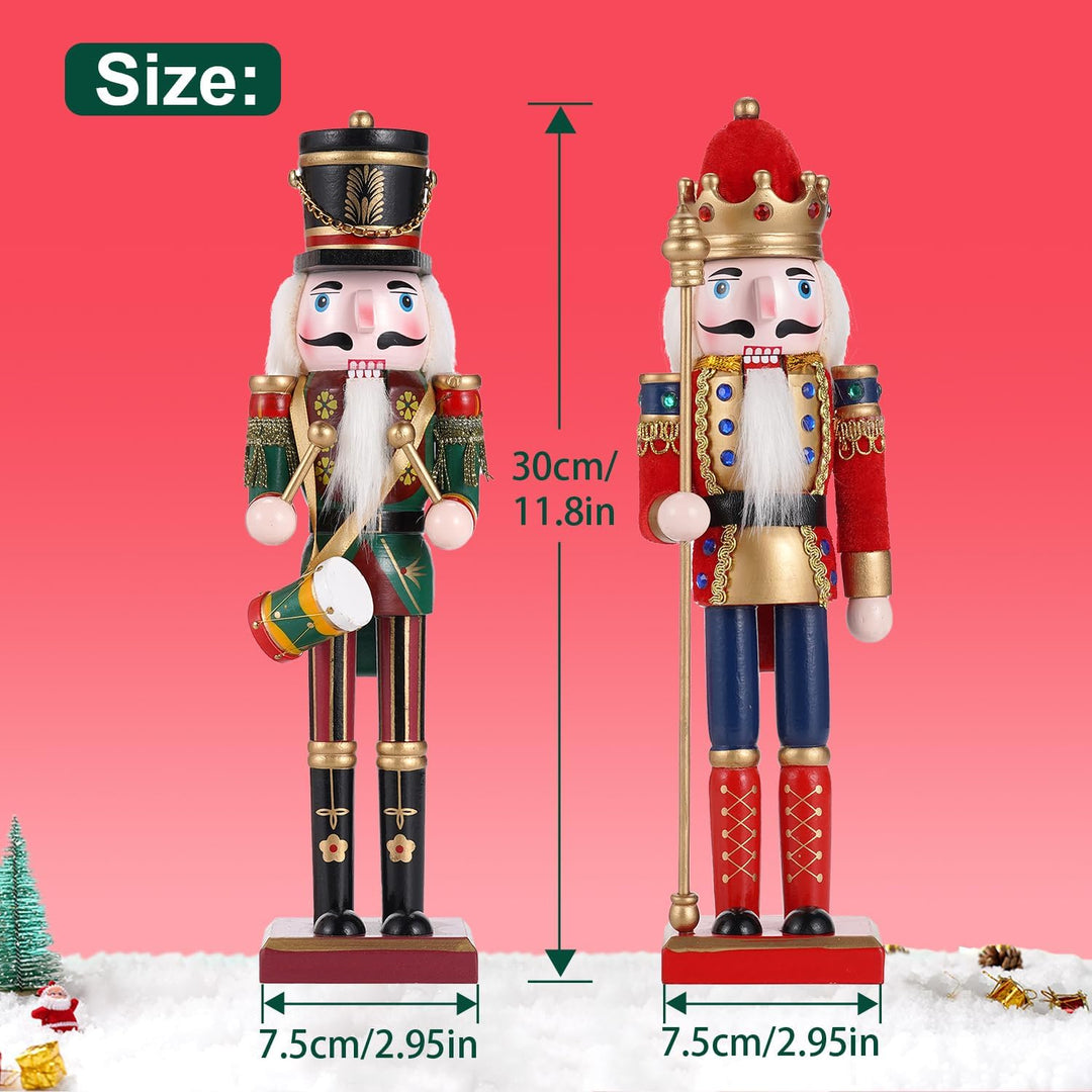 2pc Weihnachten Nussknacker Soldat 30cm Holz Nussknacker Weihnachtsdekorationen für Kamin, Tradition