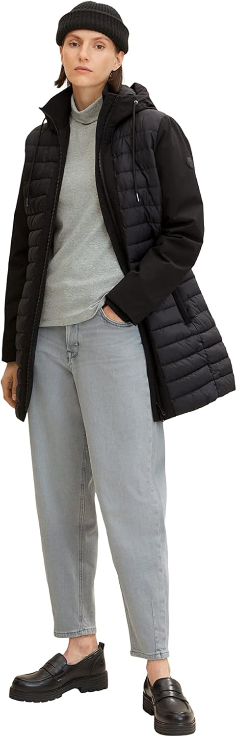 TOM TAILOR Damen Lange Softshell Steppjacke XXL 14482 - Deep Black, XXL 14482 - Deep Black