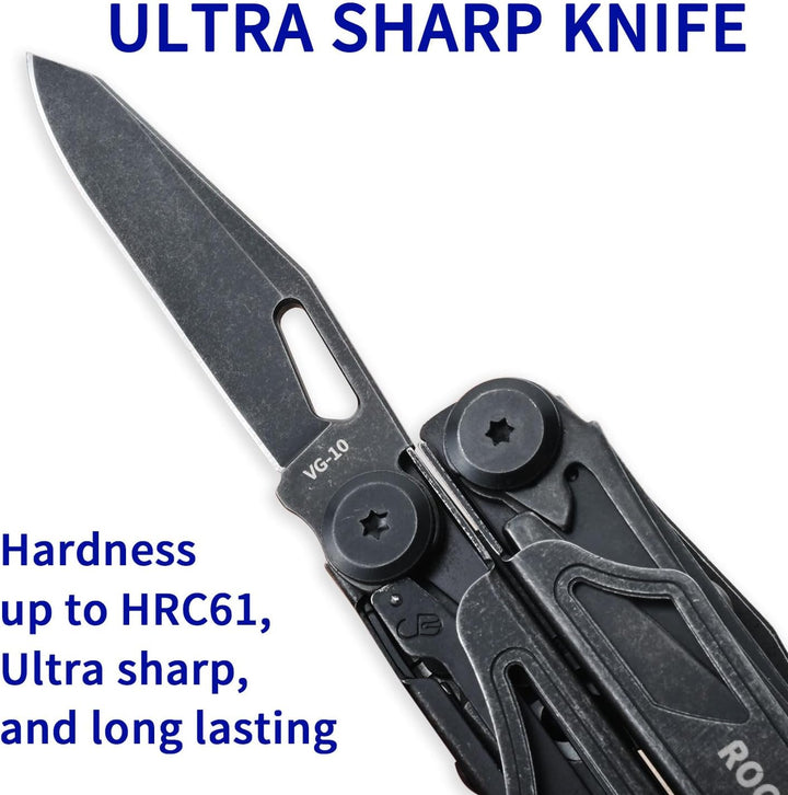 ROCKTOL Multitool, VG-10 Blade, 29-in-1 Multitool Pliers with Replaceable Wire Cutters and Saw, Heav