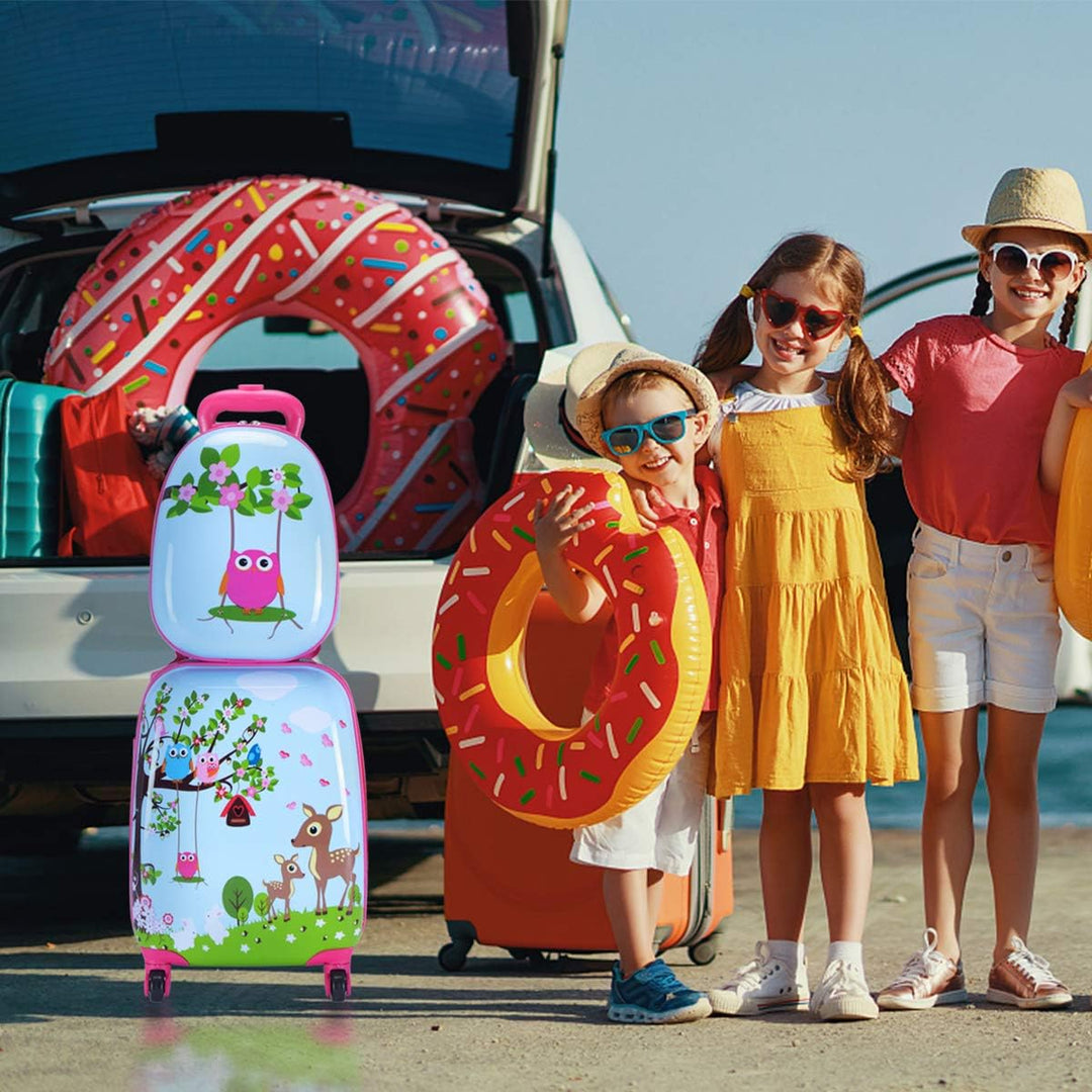 GOPLUS Kinderkoffer mit Rucksack, Kids Trolley, Kindergepäck mit Rollen, Reisekoffer mit Teleskopgri