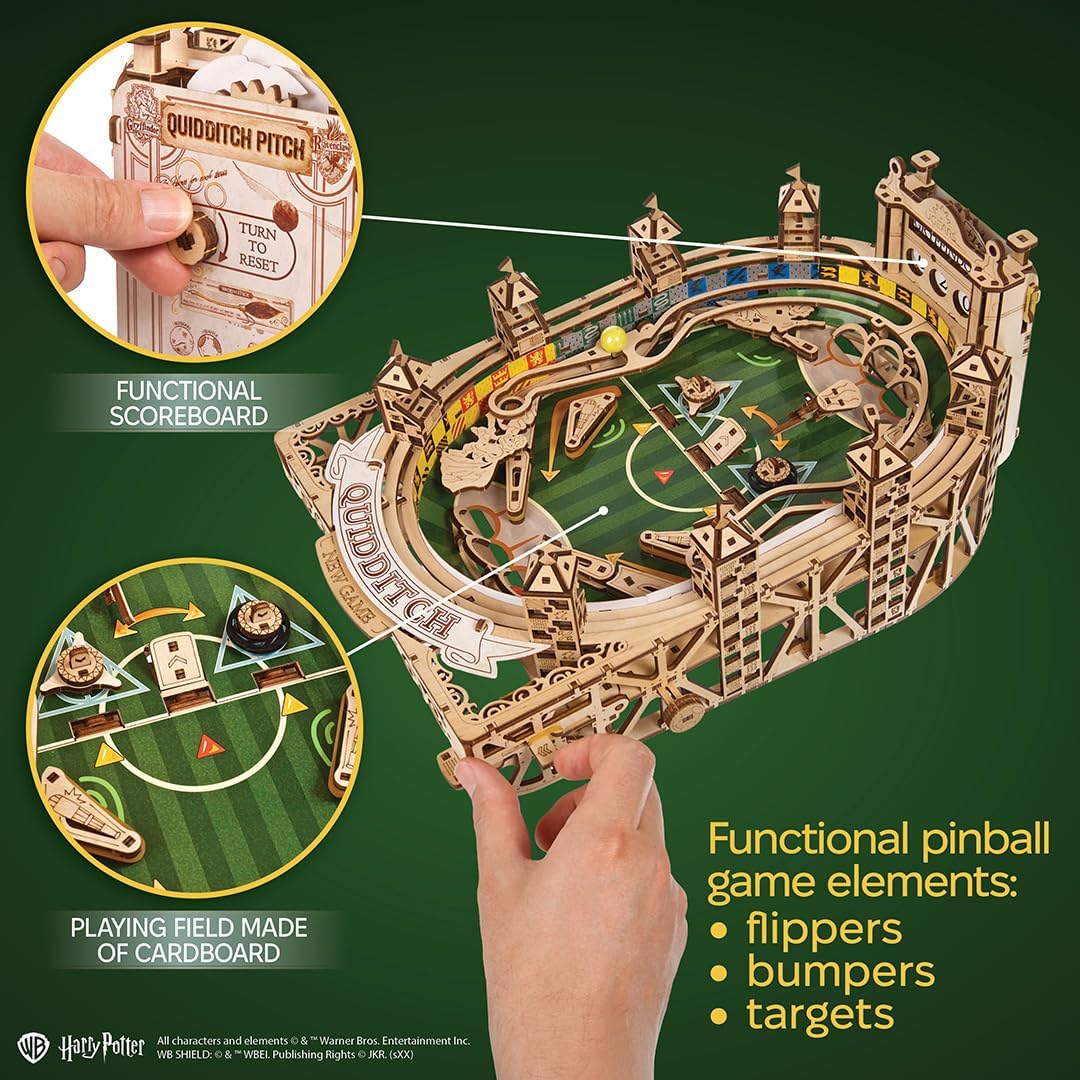 Ugears Quidditch Pinball 3D Puzzle Holz - 3D Holzpuzzle Harry Potter Flipper Maschine Modellbausatz