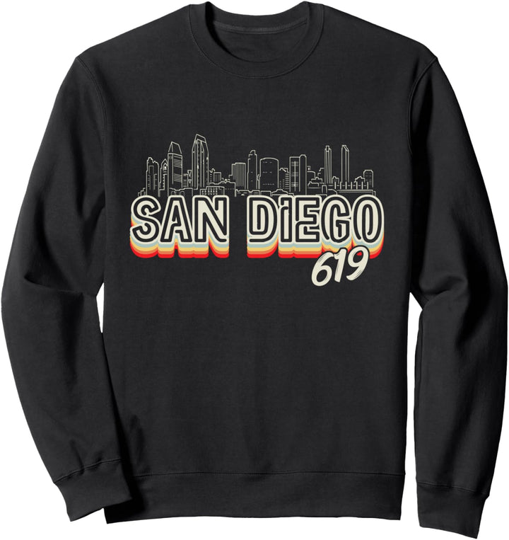 San Diego City Skyline 619 State of California Vintage Retro Sweatshirt